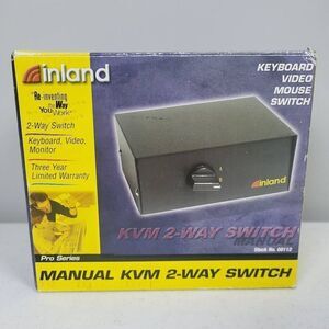 Inland Manual KVM 2 Way Switch Keyboard Video Mouse Switch Pro Series 08112